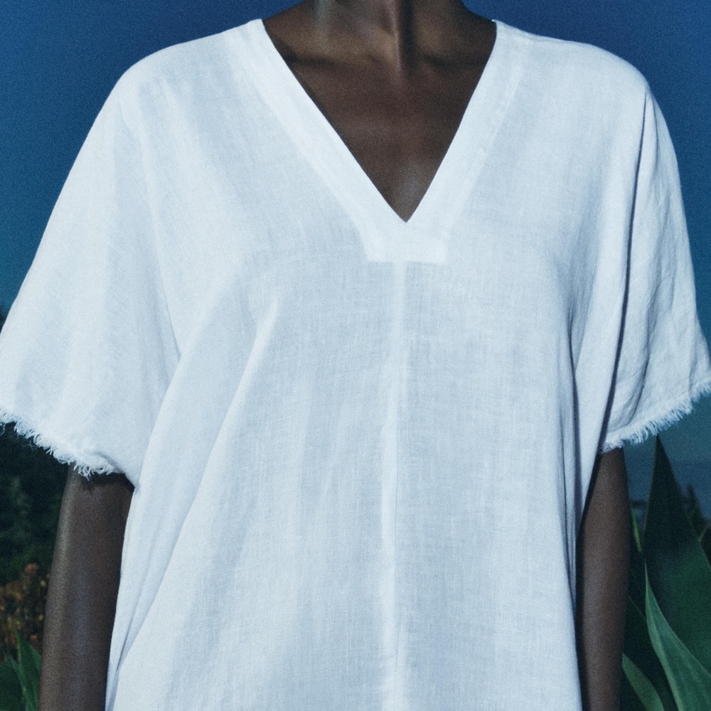 ZARA NWT LINEN BLEND TUNIC DRESS ZW COLLECTION - Picture 4 of 10